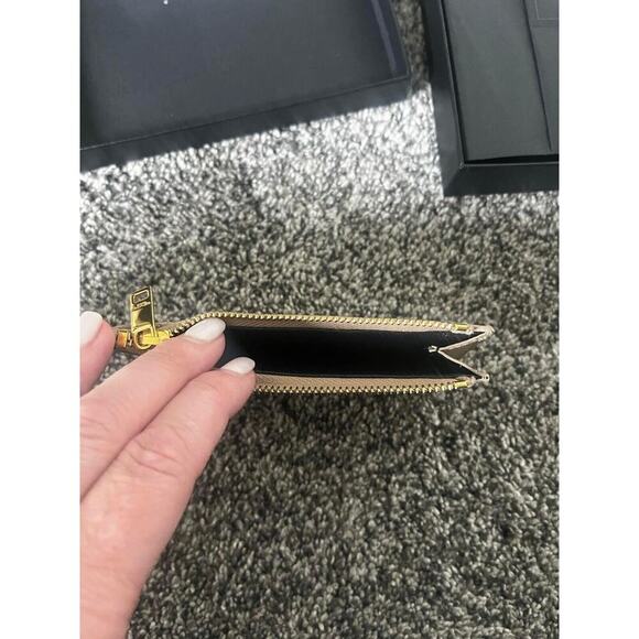 YSL Yves Saint Laurent Cassandre Matelasse Fragments Zipped Card Case Dark Beige - Picture 8 of 14